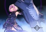  armor armored_dress armored_skirt breasts commentary_request eyebrows_visible_through_hair fate/grand_order fate_(series) faulds gloves hair_over_one_eye holding_shield leg_armor mash_kyrielight pink_hair purple_eyes purple_gloves shield short_hair siqi_(miharuu) sleeveless thighs 