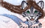  2018 5_fingers ambiguous_gender anthro brown_hair digital_media_(artwork) feline flashw green_eyes hair headshot_portrait leopard mammal portrait solo 