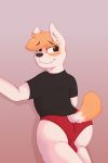  balls bulge butt canine clothed clothing corgi digital_media_(artwork) dog elias_(wulfanite) fan_character fur hair invalid_background invalid_tag male mammal penis presenting smile solo text viewer wulfanite 