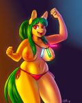  &lt;3 &lt;3_eyes 2018 anthro areola breasts clothed clothing digital_media_(artwork) equine fan_character female glowstick green_hair hair hi_res hobbsmeerkat long_hair looking_at_viewer mammal mango_(character) my_little_pony nipples open_mouth solo topless 