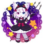  1girl blue_eyes cat furry halloween_costume kemoribon open_mouth red_eyes ribbon short_hair solo white_hair 