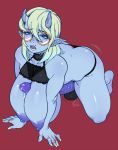  all_fours autotitfuck big_breasts big_penis breasts demon dickgirl erection eyewear glasses horn huge_breasts huge_penis humanoid intersex masturbation mcarson nipples not_furry open_mouth penis pointy_ears precum solo 