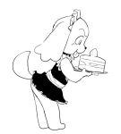  2013 black_and_white cake canine clothed clothing crossdressing dog food male mammal manmosu_marimo monochrome semi-anthro solo tetsunoshin wan_wan_serepuu_soreyuke!_tetsunoshin 