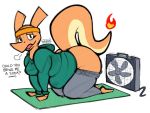  aimbot-jones anthro belly big_belly big_butt breasts butt charizard cleavage clothed clothing dragon exercise fan_(disambiguation) female fire headband hoodie navel nintendo overweight pants pok&eacute;mon pok&eacute;mon_(species) pok&eacute;morph scalie solo sweat sweatband sweatshirt text thick_thighs valentina_(aimbot-jones) video_games wide_hips 
