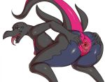  2018 anthro anus blush breasts female hand_on_butt looking_back mcfli nintendo nipples pok&eacute;mon pok&eacute;mon_(species) presenting presenting_pussy pussy raised_tail rear_view salazzle seductive simple_background solo spread_pussy spreading standing sweat thick_thighs tongue video_games white_background 