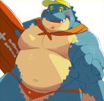  belly bhtoss blush clothed clothing crocodile crocodilian fupa makara male moobs overweight overweight_male reptile scalie slightly_chubby speedo surfboard swimsuit tokyo_afterschool_summoners topless 