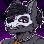  abyssal_wolf ambiguous_gender anthro big_(disambiguation) canine chain hair hyena katsuke looking_at_viewer mammal portrait skull smile solo wolf wolforic 