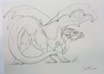  2018 anus butt claws dragon female feral greyscale looking_at_viewer monochrome paws pencil_(disambiguation) presenting presenting_hindquarters pussy raised_tail scalie scritt simple_background sketch slit solo spikes spreading traditional_media_(artwork) white_background wings 