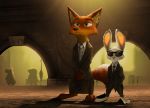  2018 anthro barefoot briefcase canine cheek_tuft clothed clothing dipstick_ears disney duo_focus elephant eyewear female fox giraffe green_eyes group hands_in_pockets hippopotamus holding_object judy_hopps lagomorph male mammal necktie nick_wilde outside rabbit standing suit sunglasses thewyvernsweaver tuft zootopia 