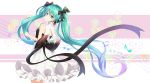  absurdres back_bow bad_id bad_pixiv_id black_bow blue_eyes blue_hair blush bow breasts cowboy_shot dress eyebrows_visible_through_hair floating_hair hair_between_eyes hair_bow hatsune_miku head_tilt highres long_hair looking_at_viewer miku_symphony_(vocaloid) musical_note shiny shiny_hair sleeveless sleeveless_dress small_breasts smile solo sparkle standing twintails very_long_hair vocaloid w-t white_dress 