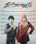  1boy 1girl bangs black_hair blue_eyes cosplay couple darling_in_the_franxx green_eyes hair_ornament hairband hetero hiro_(darling_in_the_franxx) hiro_(darling_in_the_franxx)_(cosplay) horns long_hair oni_horns pink_hair red_horns white_hairband zero_two_(darling_in_the_franxx) zero_two_(darling_in_the_franxx)_(cosplay) 