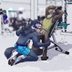  2018 animal_genitalia animal_penis anthro anus balls bottomless brown_fur canine clothed clothing digital_media_(artwork) duo erection exhibitionism fur grey_fur kevintheradioguy licking looking_at_viewer looking_surprized male male/male mammal noah_(kevintheradioguy) open_mouth oral penis penis_lick procyonid public raccoon raccoon_penis sex smile tongue tongue_out topless white_fur wolf 