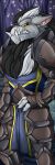  2016 amocin anthro armor black_nose bookmark canine claws clothing detailed_background digital_media_(artwork) druids_the_comic fangs forest fur hair koutack_(amocin) looking_at_viewer male mammal mature_male multicolored_fur old outside paws solo standing teeth tree video_games warcraft were werewolf wolf worgen 