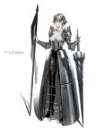  armor armored_dress artist_name black_legwear breasts flag full_body helmet jdori jewelry lance long_hair medium_breasts original pale_skin planted_weapon polearm ring shoulder_armor simple_background solo standing thumb_ring weapon white_background white_hair 