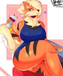  &lt;3 2018 alcohol anthro anthrofied arcanine bedroom_eyes beverage big_breasts black_nose blue_eyes blush bottomless breasts canine chest_tuft clothed clothing clothing_lift digital_drawing_(media) digital_media_(artwork) dress eyelashes eyeshadow female fluffy fluffy_tail front_view fur hair half-closed_eyes holding_object inb4rule34 inner_ear_fluff makeup mammal nintendo orange_fur partially_clothed pok&eacute;mon pok&eacute;mon_(species) pok&eacute;morph public pussy seductive simple_background sitting smile solo stripes thick_thighs tuft video_games voluptuous 