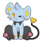  &lt;3_tail 2019 alpha_channel ambiguous_gender black_fur black_tail blue_ears blue_fur blush cheek_tuft feline feral front_view fur hi_res mammal nintendo one_eye_closed pawpads pink_pawpads pok&eacute;mon pok&eacute;mon_(species) shinx simple_background sitting solo transparent_background tuft video_games wink yellow_eyes zarapdos 