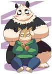  2014 anthro ayame42612 bear belly blush canine clothing duo hoodie male mammal overweight overweight_male panda pants 