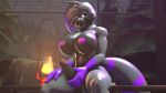  2018 big_breasts black_fur breasts canine dickgirl enderpup fur grey_fur hand_on_hip intersex linkette(thatdoggolinkie) mammal nipples nude purple_fur thatdoggolinkie tongue white_iris wide_hips 