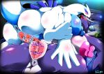  2018 anthro anus big_breasts blush breasts butt censored duo female female/female huge_breasts legendary_pok&eacute;mon lugia nintendo nipples nude open_mouth pok&eacute;mon pok&eacute;mon_(species) pussy shadow_lugia shadow_pok&eacute;mon video_games ymbk 