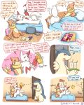  ambiguous_gender anthro bed bedroom blush buizel comic cute english_text humor invalid_tag magazine nintendo pillow pok&eacute;mon pok&eacute;mon_(species) pornography risenpaw text texts typhlosion video_games zangoose 