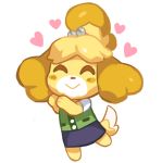  &lt;3 animal_crossing anthro canine clothed clothing cute dog eyes_closed female fur ginsengandhoney_(artist) happy isabelle_(animal_crossing) mammal nintendo paws pose shih_tzu simple_background smile solo standing video_games white_background yellow_fur 