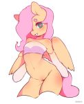  &lt;3 &lt;3_eyes 2018 absurd_res anthro armwear blush bottomless bra breasts clothed clothing cute elbow_gloves equine eyebrows eyelashes feathered_wings feathers female fluttershy_(mlp) friendship_is_magic gloves grin hair hi_res hooves long_hair mammal my_little_pony navel pegasus pink_hair portrait pussy simple_background smile solo teal_eyes teeth three-quarter_portrait underwear white_background wings yellow_feathers yukomaussi 