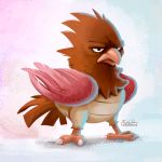  2016 ambiguous_gender beak digital_media_(artwork) feathered_wings feathers feral nintendo pok&eacute;mon pok&eacute;mon_(species) solo spearow tsaoshin video_games wings 