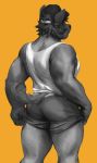  anthro athletic butt canine clothing hat male mammal muscular pinup pose shirt shorts solo tacklebox tank_top 