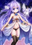  :o absurdres ahoge alicorn animal azur_lane bangs bare_shoulders black_legwear black_panties blue_flower blue_rose bluebird_(bluebird90) blush breasts cannon collarbone commentary_request cosplay crystal dress eyebrows_visible_through_hair flower flying hair_between_eyes hair_ribbon head_tilt highres long_hair looking_at_viewer navel one_side_up oversized_clothes panties parted_lips purple_eyes purple_hair ribbon rose side_bun skirt_hold sleeveless sleeveless_dress small_breasts solo sparkle thighhighs turret underwear unicorn_(azur_lane) very_long_hair victorious_(azur_lane) victorious_(azur_lane)_(cosplay) white_dress white_ribbon 