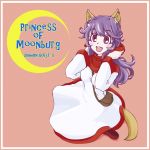 animal_ears bag breasts commentary_request curly_hair dog_ears dragon_quest dragon_quest_ii dress hood iksa_(kijounokuron) long_hair looking_at_viewer open_mouth princess princess_of_moonbrook purple_hair robe smile solo white_dress white_robe 