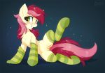  &lt;3 &lt;3_eyes 2018 clothing digital_media_(artwork) earth_pony equine female feral friendship_is_magic green_eyes hair hioshiru horse legwear looking_at_viewer mammal multicolored_hair multicolored_tail my_little_pony pony pussy rose_(mlp) smile solo striped_legwear stripes two_tone_hair 