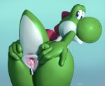  after_sex anthro butt cum cum_in_pussy cum_inside dinosaur edit female green_yoshi leaking looking_at_viewer looking_back mario_bros nintendo nude pienji presenting presenting_pussy pussy reptile scalie solo spread_pussy spreading video_games yoshi 
