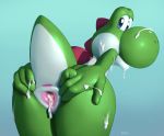  after_sex anthro butt cum cum_in_pussy cum_inside cum_on_face cum_on_hand dinosaur edit female green_yoshi leaking looking_at_viewer looking_back mario_bros messy nintendo nude pienji presenting presenting_pussy pussy reptile scalie solo spread_pussy spreading video_games yoshi 