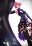  absurdres armor armored_dress armored_skirt boots breasts character_name commentary_request elbow_gloves fate/grand_order fate_(series) gloves hair_over_one_eye highres holding_shield large_breasts mash_kyrielight mugetsu2501 pink_hair purple_eyes shield short_hair sleeveless thigh_boots thighhighs 