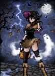  black_hair boots gloves green_eyes halloween hat kuroki_tomoko moon noir_holic skirt thighhighs underwear watashi_ga_motenai_no_wa_dou_kangaetemo_omaera_ga_warui! witch_hat 