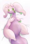  anthro bed blush female gastropod goodra green_eyes lying nintendo nude on_back open_mouth pok&eacute;mon pok&eacute;mon_(species) presenting presenting_pussy purple_body pussy sheet_(disambiguation) slime solo spread_legs spreading thick_thighs video_games 晴月 