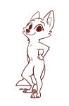  2018 animated anthro arctic_fox brown_and_white canine cheek_tuft dancing disney female flat_chested fox fuel_(artist) hands_on_hips looking_at_viewer mammal monochrome nude simple_background skye_(zootopia) smile solo tuft white_background zootopia 
