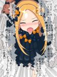  abigail_williams_(fate/grand_order) afterimage bangs black_bow black_dress black_hat bloomers blush bow bug butterfly closed_eyes commentary_request dress facing_viewer fate/grand_order fate_(series) flail forehead hair_bow hat head_tilt highres hiyoko_kamen holding holding_stuffed_animal insect long_hair long_sleeves nose_blush open_mouth orange_bow parted_bangs running shiny shiny_skin sleeves_past_fingers sleeves_past_wrists solo speed_lines spread_legs stuffed_animal stuffed_toy tears teddy_bear translation_request underwear very_long_hair weapon white_bloomers 