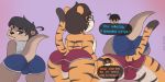  anthro blush brown_fur bulge butt clothing duo eyewear feline fur glasses invalid_tag looking_back male male/male mammal mustelid orange_fur otter pink_nose shinsuke shirt simple_background solo standing tank_top text tiger 