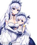  :o animal animal_on_shoulder apron azur_lane bangs belchan_(azur_lane) belfast_(azur_lane) bird bird_on_shoulder blue_choker blue_dress blue_ribbon blush braid breasts broken broken_chain chain chick choker cleavage closed_mouth collarbone commentary_request dress elbow_gloves eyebrows_visible_through_hair frilled_apron frills gloves hair_between_eyes hair_ribbon highres holding_hands interlocked_fingers large_breasts long_hair maid_headdress multiple_girls official_art one_side_up parted_lips purple_eyes purple_hair raiou ribbon simple_background sleeveless sleeveless_dress smile striped striped_ribbon very_long_hair waist_apron watermark white_apron white_background white_gloves younger 
