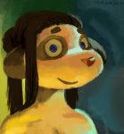  anthro bear black_hair blue_eyes deersun female fur hair looking_at_viewer mammal panda pandy_panda pink_nose portrait smile solo white_fur 