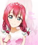  alternate_hairstyle anibache aqua_eyes bangs bracelet braid character_name clenched_hand collarbone commentary_request dated hair_ribbon hand_on_own_chest happy_birthday jewelry kurosawa_ruby lace looking_at_viewer love_live! love_live!_sunshine!! medium_hair red_hair ribbon smile solo tiara twin_braids upper_body white_ribbon zoom_layer 