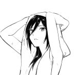  collarbone greyscale long_hair looking_at_viewer meleph_(xenoblade) monochrome naked_towel niameresp nude reverse_trap simple_background solo towel white_background xenoblade_(series) xenoblade_2 
