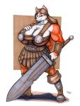  anthro big_breasts breasts canine claymore cleavage clothed clothing female mammal muscular muscular_female solo weapon wolfgangcake 