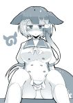  absurdres ascot blush bow dress eyebrows_visible_through_hair frilled_dress frills frown greyscale hair_bow hair_ribbon highres japari_symbol kanzakietc kemono_friends looking_at_viewer monochrome multicolored_hair narwhal_(kemono_friends) narwhal_tail nose_blush panties puffy_short_sleeves puffy_sleeves ribbon sailor_dress short_dress short_hair_with_long_locks short_sleeves simple_background sitting solo tress_ribbon underwear white_background 