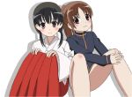  2girls bare_legs bottomless long_sleeves multiple_girls no_pants saki takakamo_shizuno 