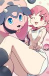  akane_(pokemon) creatures_(company) devanohundosi game_freak gen_2_pokemon gym_leader miltank nintendo poke_ball pokemon pokemon_(game) pokemon_gsc shirt shorts smile thighs v white_shirt white_shorts wink 