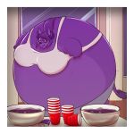  2018 anthro big_breasts blueberry_inflation bovine breasts canine cattle clothed clothing creature_unknown eyewear female food fruit fur glasses hair horn huge_breasts hybrid hyper inflation invalid_color mammal swan_lovejoy wolf 