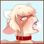  ahegao anthro blush bovine cattle cum cum_bubble cum_from_nose cum_in_mouth cum_in_nose cum_inside doodle_dip female fur hair looking_pleasured mammal momo open_mouth simple_background solo tears tongue tongue_out 