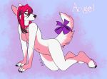  angelicdevil anthro bow breasts canine claws collar dog female german_shepherd mammal pinup pose posed redrevolution smile smirk solo tailbow teasing 
